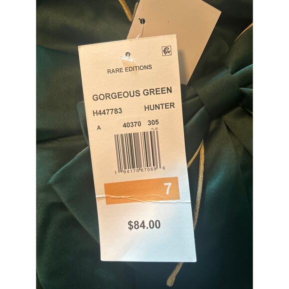 NWT Rare Editions Little Girl's Green Party Dress Special Occasion Bow Size 7 - Picture 5 of 7